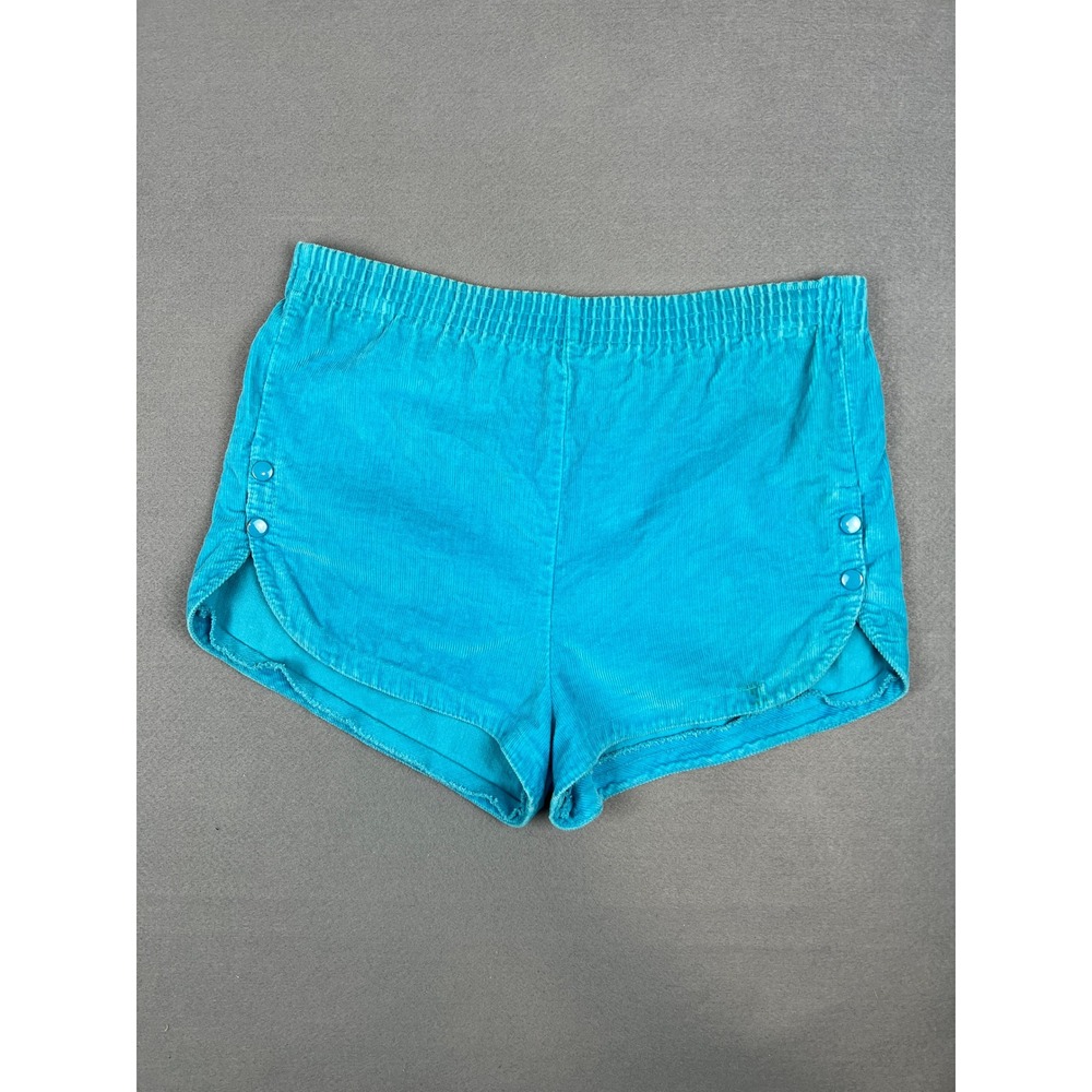 JR's Vintage 80s Corduroy Dolphin Shorts Retro Indie Boho Teal Cotton Size S
